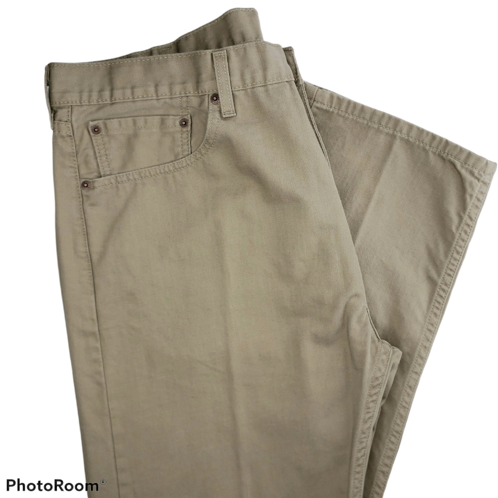 Levi's 505 Classic Twill Jeans Tan Khaki 40x30 - Picture 3 of 11